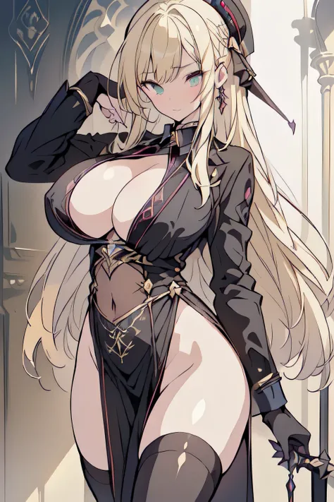 ((masterpiece, highest quality, very detailed, disorganized)), ((High resolution)) ,((8K)), beautiful woman, ((she is one of the most famous female knight.)), unparalleled beauty, ((big breasts:1.6)), ((big ass:1.2)), ((deep cleavage:1.3)), slim waist, Pro...