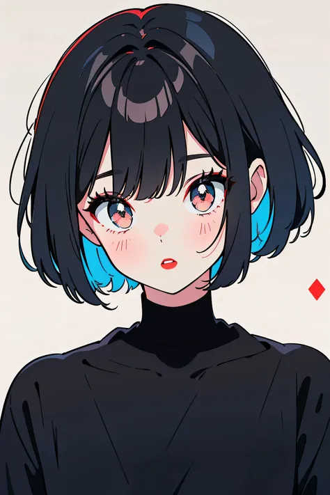 one girl, An ennui look、Upper body angle、 concrete background、bob cut、 short hair, colorful hair, compensate, parted lips, red lips, eyelinelm grain,a black and white photo:1.3、RAW photo)))、highest quality、ultra high resolution、masterpiece、background blur,