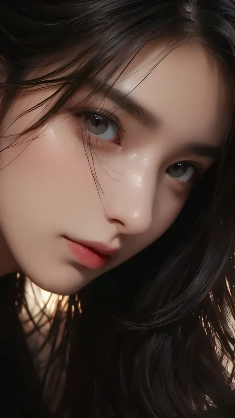 masterpiece, Best Quality, Illustration, Ultra-detailed, finely detail, hight resolution, 8K Wallpaper, Perfect dynamic composition, Beautiful detailed eyes , Sexy face,Face feeling ecstasy,Face at the peak of sexual arousal, looking at viewer, ((Dark back...