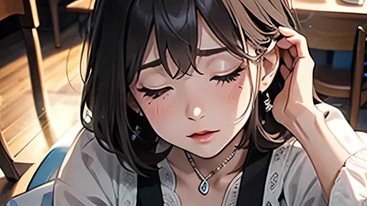 face up、Shot from above、How a woman can vent her libido by herself、Private room、 sit on a chair、blush、sweat、Mist around her mouth 、excited、painful、orgasm、Processing is clearly visualized