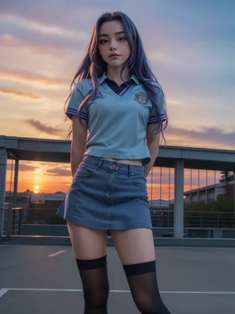 (1 lady), The beautiful, (Best quality at best:1.4), (ultra - detailed), (extremely detailed CG unified 16k), ((masterpiece)), ((best quality)), ((highres)), ((detailed background)), solo, gym woman body, natural lighting, sunset, (ichinose kotomi, amazing...