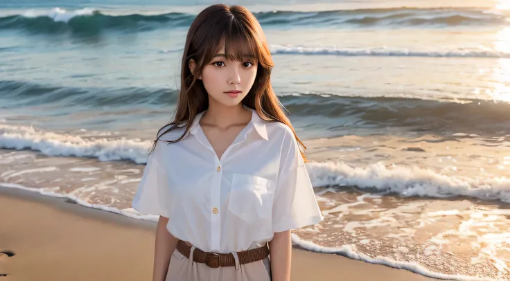 High Definition, 4K, photo quality, realistic, soft light source, wide shot, Japanese, one girl, pretty girl, 20 years old, brown eyes, parted bangs, brown hair, medium hair, looking at camera, upper body.
Season: summer.
Costume: oversized shirt, shorts.
...