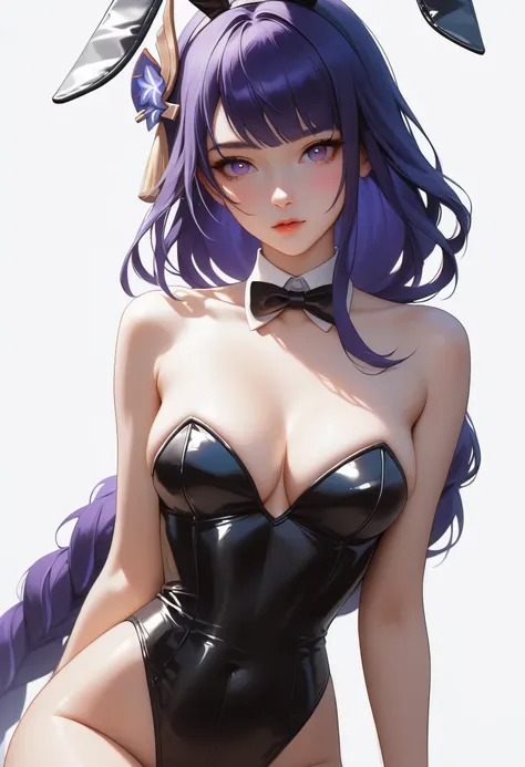 score_9, score_8_up, score_7_up,source_anime, high res image,masterpiece,best quality,girl,cute face,clear skin,raiden_shogun_genshin,bunny suit,perfect boobs,full breast,small breast,black tie,