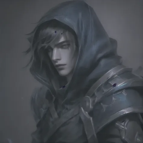 Talon (league of legends), masterpiece, best quality, realistic, 1man, young male, quiet and charming young man, 20 years old, close his eyes, serious, closed mouth, extremely detailed face, cold, ((dark eyes)),straight layered bangs hair ((hair medium hai...