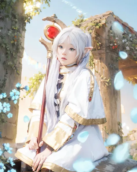 ((freiren_Frieren: Beyond Journeys End)),((realistic, photorealistic)),(highlight hair)), Light reflection, (( HD )),((upper body)), (((best quality, masterpiece))), (masterpiece) (best quality) (detail) (8k) (HDR) (wallpaper) (cinematic lighting) (sharp f...