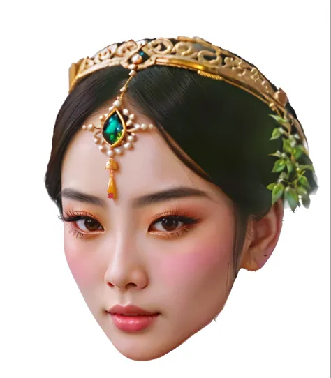 a woman with a tia on her head wearing a tia, asian face, south east asian with round face, inspired by Lan Ying, oriental face, chinese princess, a beautiful fantasy empress, chinese empress, inspired by Jin Nong, guweiz, inspired by Yi Yuanji, ancient ch...