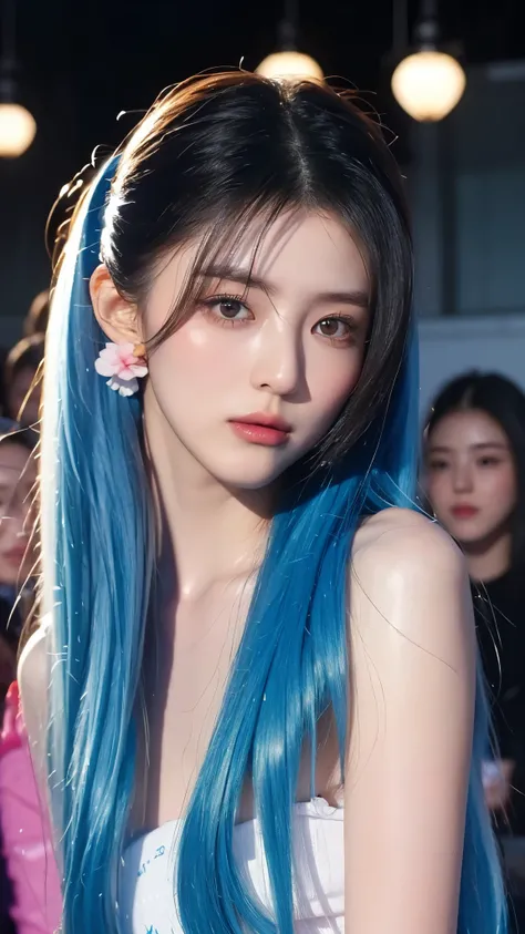 (masterpiece), (best quality), (ultra detailed),(disheed hair),(illustration), (1girl), (Fashionable clothing), standing, Fashion model, looking at viewer, (interview), (simple background), Beautiful detailed eyes, delicate beauty, floating, (high saturati...