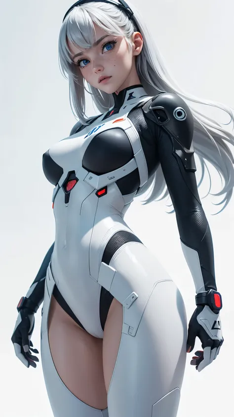 (((young white woman))), ((  best size )), ((masterpiece)), (detail  : 1.4), 3d,   Beautiful cyberpunk woman with Simon Beasley micro-panties,   Evangelion Genesis neon clothing style  ,  2-piece set , long Silver Hair, tattoo on hand, cybernetic hands, ce...