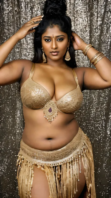 Looks like Nayanthara, fleshy thick figure, bulky figure, fleshy figure, sexy arms, sexy thighs, wide hips, chocolate mommy, chocolate brown skin, intricate clothes and jewellery, black lips, sexy lips, masterpiece Portrait, Indian ethnic jewellery, (aesthetic), dusky goddess, rathidevi, kamadevi, alluring figure, sexy navel folds, beautiful hypnotizing gazing eyes, Full figured woman, heavy figure, attractive, gorgeous, stunning beauty, milf, 50 years old Woman, mommy figure, maami, Amma, desi mature aunty, attractive body, araffe woman in a gold sari posing for a portrait, chocolate skin, skin pores, sweat, incredible skin texture, wearing gold jewellery, photo of a hand jewellery model, premium ethnic jewellery, sexy woman with dark complexion, indian girl with brown skin, chocolate beauty, beautifully styled hair, traditional beauty, wearing elegant jewellery, traditional makeup, with small studded earings, indian goddess, indian, intricate, intricate thin details in gold, gold jewellery, modeling shoot, 7 0 mm portrait, dramatic lighting, cinematic colour grading, (aesthetic), erotic fantasy, aesthetic, sensual desire, insane skin texture details, freckles 0.1, high level colour grading, provoking sense of desire, Indian aesthetics, life like picture, Indian fine Art photography, insanely detailed, Indian aesthetics, deep juicy navel, sexy navel folds, fleshy figure queen, armpits crease, Mole on her breast visible, visible pores, very aesthetic,