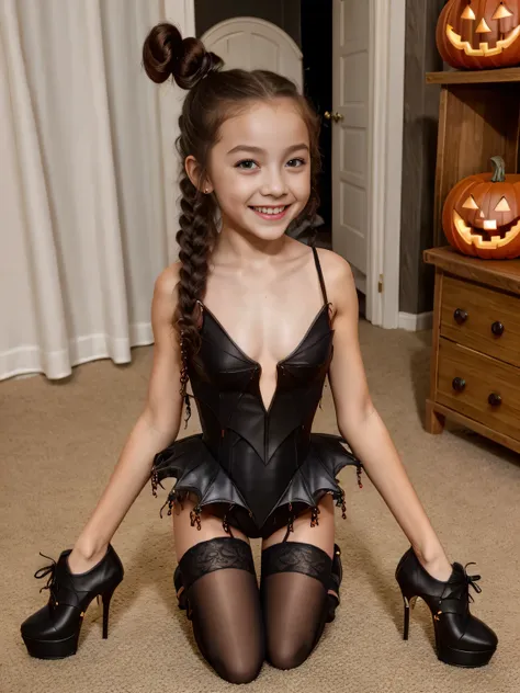 ten yearold petite, nude, gothic, long curly hair, scarlet hair, pigtail, pussy, stunning, awful, attractive, smiling,make up, p...