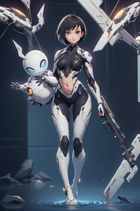 Mini Ghost in the Shell, (Ghost in the Shell), alone,  ray tracing, 3D Style, 3dmm, ((osez photo )), ((Océ in every photo)), 　interiro,(Front View),(  Costas Problem  ), (emist on left),  flat stomach is shown , (((osez photo ))),( Perfect Belly , Perfect ...