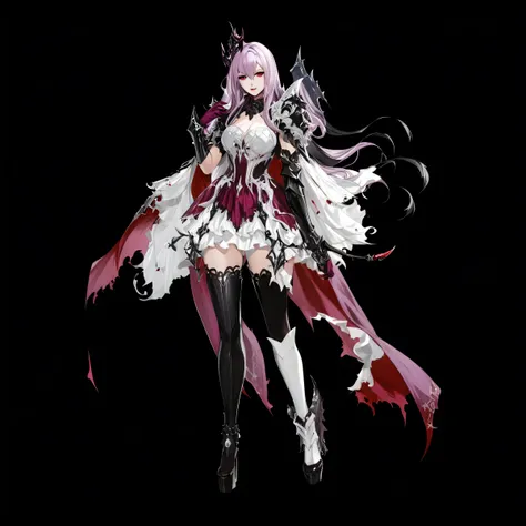 masterpiece, best quality, good quality, Highly detailed, shadowverse style, female, long hair, dark magenta wine color hair, goth, modern world aesthetic, knight. demonic accessories