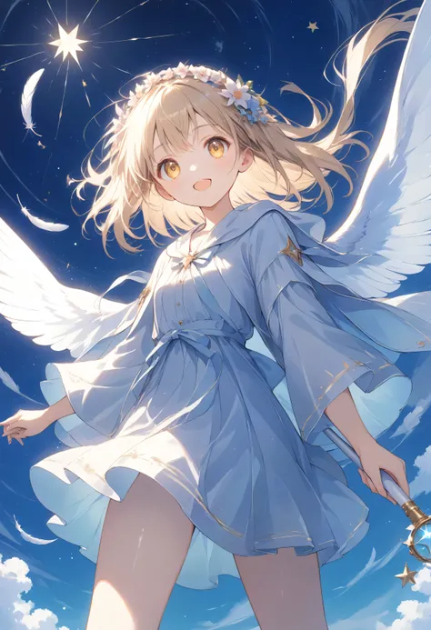 Masterpiece , high quality, high resolution, 16k, Makoto Shinkai Illustration, detailed background, hyperrealistic, digital painting, one petite girl, full length, small breasts, beautiful face, long eyelashes, fair skin, beautiful skin, shiny legs, golde...