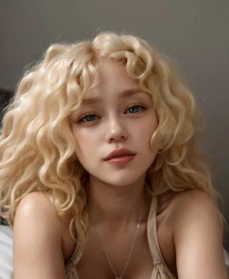  blond haired woman with a necklace and a collar around her neck, short curly blonde e haire girl, very very curly blonde  hair, cabello curly blonde , curly blonde e hair |  & , pale skin curly blonde  hair, curly blonde ,  curly bangs ,  curly white hair...