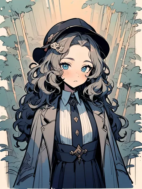 solo,upperbody,looking at viewer:1.3,((graffiti)),wavy hair,forehead,boyish features, orange forest, aristocratic etiquette, hunting, noble brimmed hunting hat, velvet aristocratic dress, high Quality, (manga style), (sketch), (illustration)