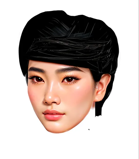 a close up of a woman with a black hat and a black dress, detailed face of a asian boy, detailed face of a asian girl, digital drawing, south east asian with round face, digital portrait, digital art portrait, inspired by Zhang Han, asian face, a digital p...