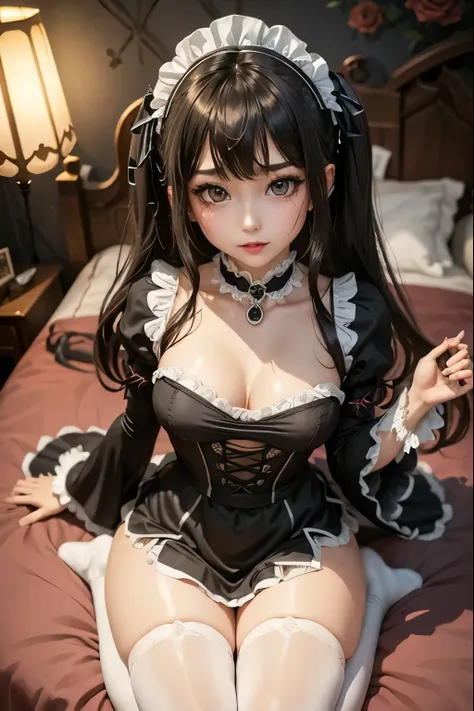 ハードな dark gothic メイク、Dark black eyeshadow、 sad、Good skin radiance、 dark gothic 、 dark smile 、palace、The beauty of fragrance、24 years old、 knee-high socks、 pantyhose、Masturbation facial expressions、Extremely fair skin、 rich expression of pleasure 、 uncomfor...