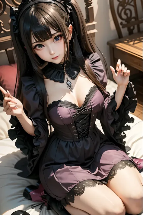  hard dark gothic makeup、Dark black eyeshadow、 sad、Good skin radiance、 dark gothic 、 dark smile 、palace、The beauty of fragrance、24 years old、 knee-high socks、 pantyhose、Masturbation facial expressions、Extremely fair skin、 rich expression of pleasure 、 unco...