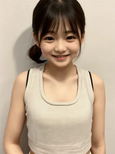 Japanese Elementary School Girl  Boy Face Smile Half Length Tank Top