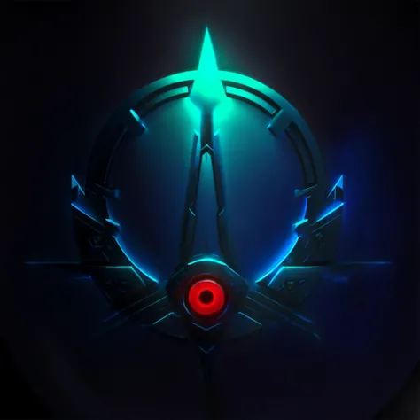 a close up of a star with a red circle and a blue arrow, avatar image, sojourn from overwatch, stander style, terran trade authority, 3 d logo, silver insignia, insignia, imperial symbol, style of stander, kda, trident, mass effect artifacts, w 4 0 k, game...