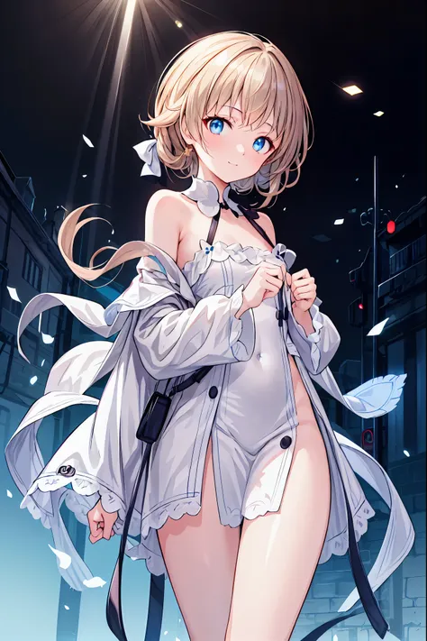 long dark-haired girl in a white dress，((  best quality )), ( very detailed), (  high leg cut ), 高いly detailed,  high-definition...