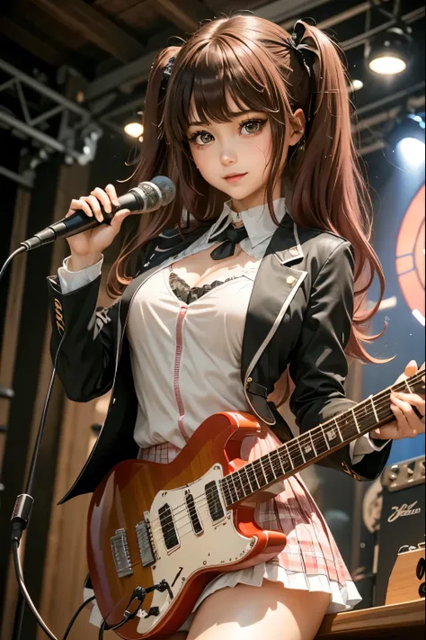 High school girl blazer、uniform、 Red Check Knee Length Skirt、 long skirt、JK Style、 jacket、smile、 knee-high socks、 thigh high socks、 pantyhose、Superb beauty 、Super cute、ennui、 Rare Beauty 、 twin tail hair 、 Dark Dark Eye Shadow 、 sad、Skin radiance、 Long Hai...