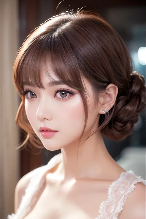 (NSFW:1.1)、 photorealistic、( Perfect Anatomy)female 1 person、age: 32、 the hairstyle is wolf cut 、Applying blush to the cheeks、Wearing false eyelashes、 silver-colored contact lenses in the resort pool、There are light eyeshadows、 lips are pink and glossy、Doi...