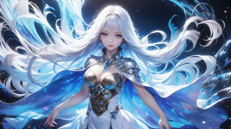 ((masterpiece)), ((( best quality))), (( Very detailed)), ((shape)),[ Realistic Light Effects ],shadow,( Fantasy Style ),(White background:1.6), simple background, (Earth Theme),(Cape)[(Hair Focus,(( one girl )),[( Big Slime Hair ): (Cloud Hair):0.3], (Bac...