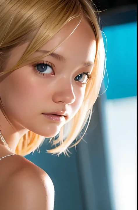 ((gemma ward)), (nsfw), topless, Shiny Hair, blonde hair, eyeball, endured face, Surrealism, Realism, backlighting, first-person view, upper-body, Eye-Level Shot, 35mm, UHD, best quality, highres, high details, 16k