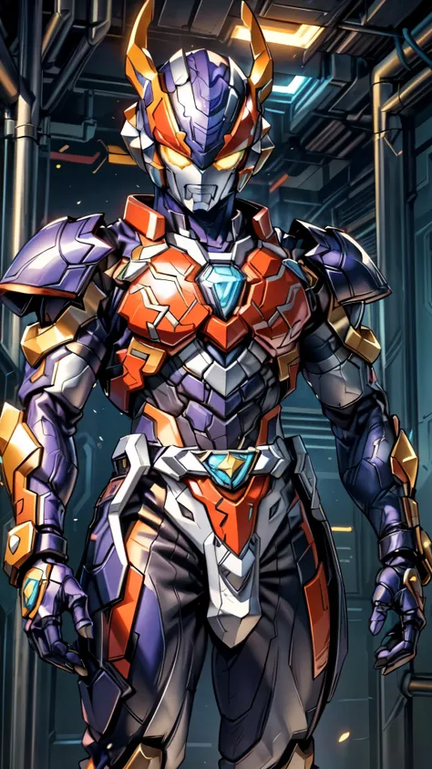 (masterpiece:1.5, best quality:1.5, extremely delicate:1.5), ((male:1.5)), a man wearing a full-face helmet, high-tech biomimetic armored combat suit, (a composite layered chest armor), the design balances heavy with agility, fully enclosed shoulder guards...