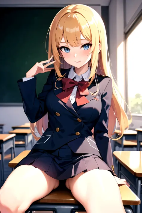 (anime girl, classroom, uniform