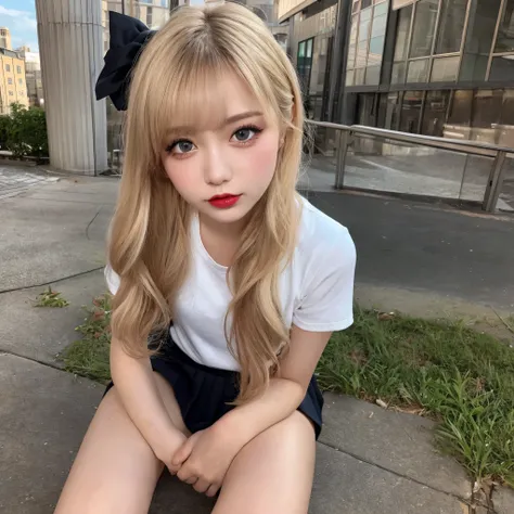 ( sex)、 high definition 、 blonde alone、city、Dancing、 girl、1 person、 Mini Skirt、  pale hair like drawing on paper  、Sunburned Hair、 sexy、 blonde alone、high school  girl、Thin legs、Beautiful eyelashes、 high definition 、20 years old、knees,  Wide viewing angle ...