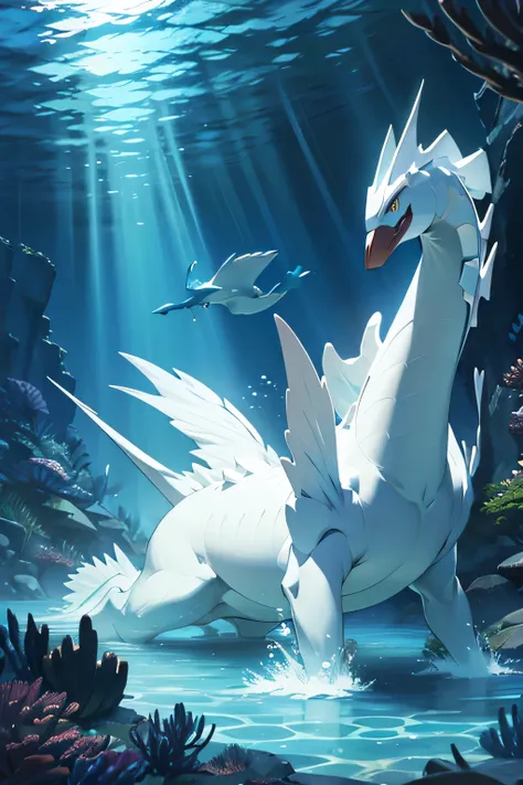 
masterpiece, lugia, underwater scene, dramatic lighting, high quality