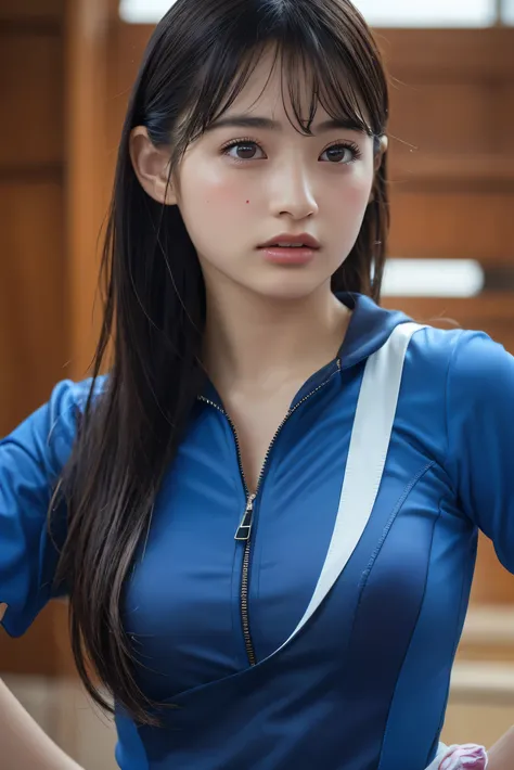 (8k,  RAW photo,  best quality ,  high definition :1.1), ( super realistic:1.4),(Realistic, Realistic:1.3), Japanese Beauty、Rhythmic Gymnastics Club、Rhythmic Gymnastics Uniform、(( upper body:1.3))