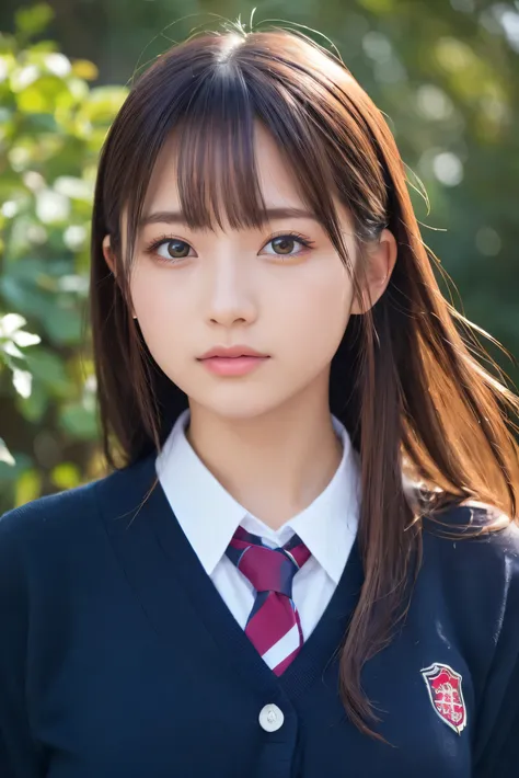 (8k, RAW Photos, best quality, high definition :1.1), (Ultra-realistic:1.4),(Realistic, Realistic:1.3), Japanese beauty, school uniform, (( Cardigans )),(( upper body:1.3)),