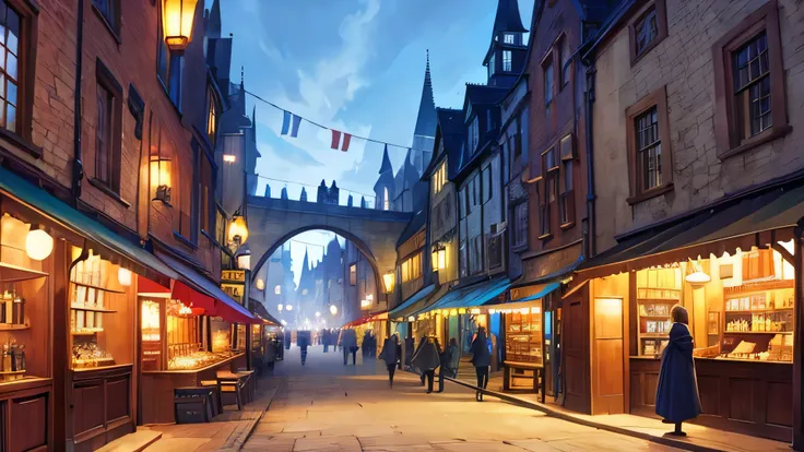  Medieval Street，fantasy wind，Otherworldly wind，carriage，Vendors ，Pub，Shop，panoramic