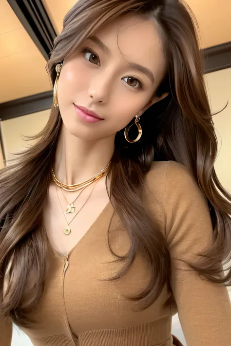  beautiful handsome woman, ((top-quality, 8k,  Masterpiece :1.3)),  skinny japan lady,  1 girl, :1.3,  slender figure:1.1, elastic dark brown hair, Extremely thin face ,  detailed lips from home,  detailed eyes on board,  extraordinary beauty、((Super long ...