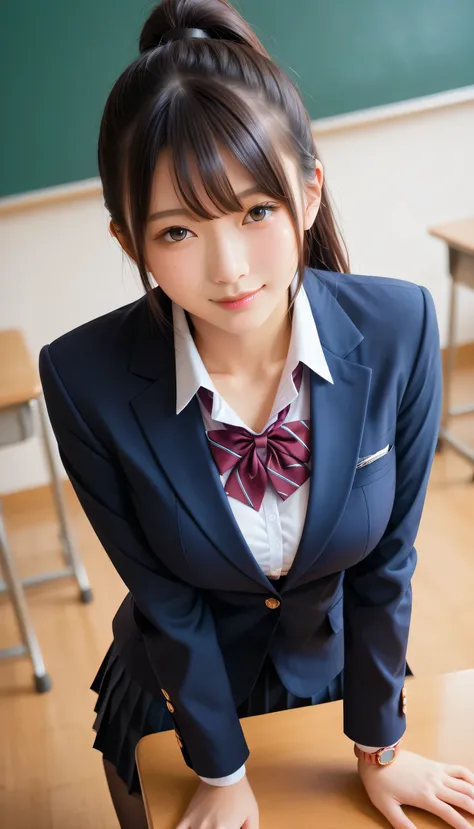 score_9, score_8_up, score_7_up, super detailed, BREAK Complete Anatomy , 32K, Masterpiece , best quality, super high definition , beautiful face and eye details , beautiful Japanese woman , black hair, ponytail,smile,steam, school uniform...