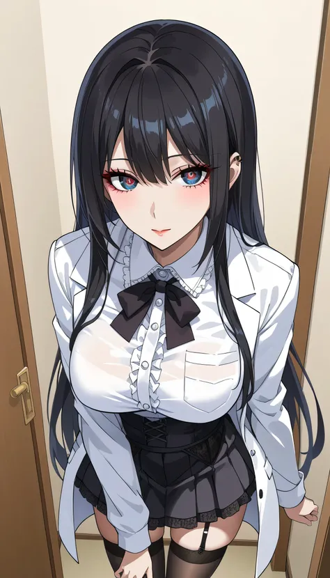 Depressed、Bad mood、steins;Gate、Bad mood、 score_9,  score_8_up,  score_7_up,  source_anime,masterpiece、 office、office、 No Emotion、 no makeup、 best quality, beautifully detailed eyes , Exquisite Eyes、A sophisticated eye、 highly detailed eyes and face,Unmotiv...