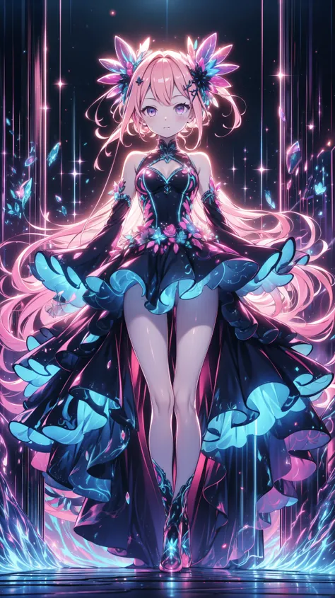    best quality ,      Official Art    , masterpiece,      best quality , pastel, Low Fidelity (commend)  art style ,    Light pink and purple hues    , crystallization,   Internet Style Costumes and Costumes ,     1 girl,  Every Body ,Ground Landscape,  p...