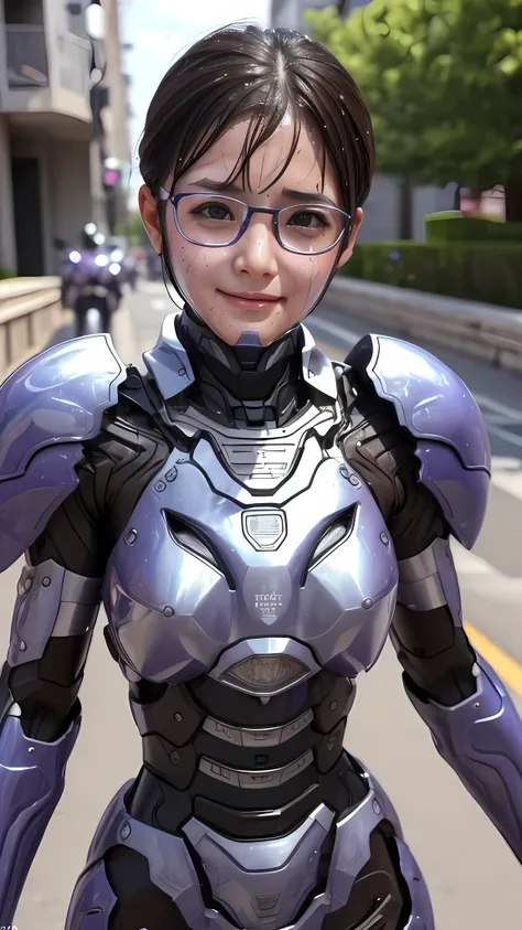 textured skin,    super detailed,       high detail      ,    High Quality   , 最   High Quality   ,   Its high definition  , 1080P,    hard disk   , beautiful,(War Machine),Beautiful female robot purple mecha cyborg girl,battlefield,Girl with a purple mach...