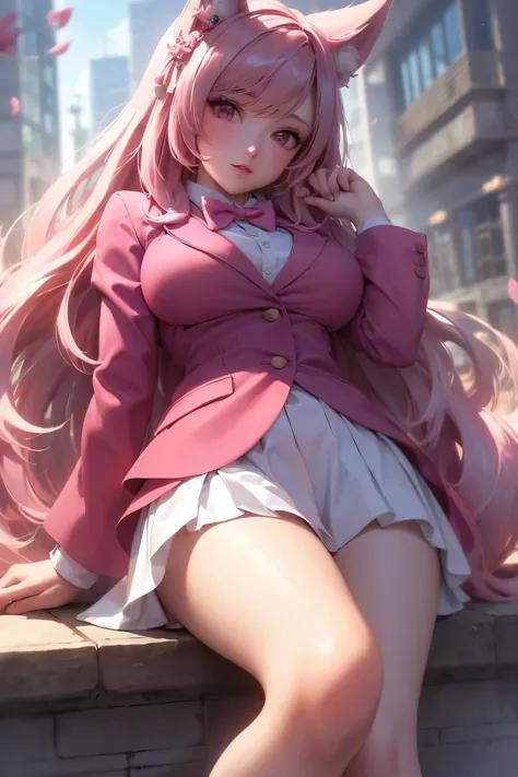 (masterpiece,  best quality,   super detailed ,  absurd)1.5,  1 girl, ( sexy,  Beautiful Women,  perfect face, Perfect Eyes,  perfect female body,  Big Breasts )1.5, (Saionji Enju ,  blazer,  colored shirt ,  bow tie,  checked skirt ,  thigh-length socks ,...