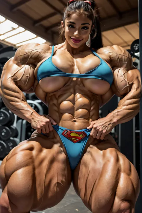 Full body, very stunning and gorgeous supermodel blonde girl, sexy huge dense shredded muscles, posing jacked dense thighs and calves, curvy bulging thick thighs and calves, huge round bulging pecs, big huge muscles, parted soft lips, ifbb pro bodybuilder ...