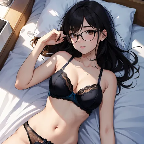 ((bra:1.4)),bare legs,

BREAK

((bedroom:1.4)),((dappled sunlight:1.2)),
((anime style)),

BREAK

((best quality:1.4)),((high resolution:1.4)),((highres:1.4)),((Contrast)), 
((from above:1.4)),((upper body)),((dutch angle)), 
((sleeping)),
((bra pull:1.2))...