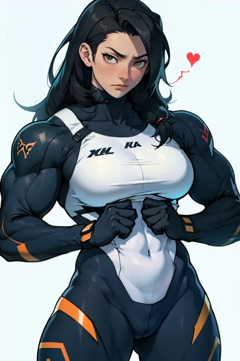 perfect female anatomy muscular girl big breasts empty eyes embarrassed black hair yellow eyes pale skin perfect female anatomy perfect female anatomy