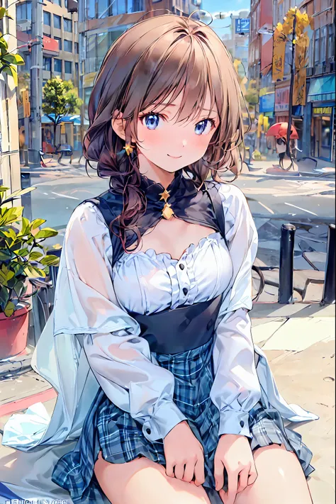  for lightss,  for lights  ，        Beautiful Face Details，cute，      dark brown eyes，(背の低いcute女の子，Young student，Young and delicate girl）,（          Masterpiece     ，  for lightss,  for lights  )，      black hair， Checkered black skirt，      brown hair，   ...