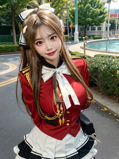 masterpiece, Best Quality, 8K、highres, Sento Isuzu, 1girl, ponytail, (Golden Ratio Face、Balanced eyes、very gentle eyelids)、double eyelid、Beautiful nasal muscles、Shy laughter、Lip Gloss 、Very beautiful girl、Beautiful girl solo like a model、View photographer,...