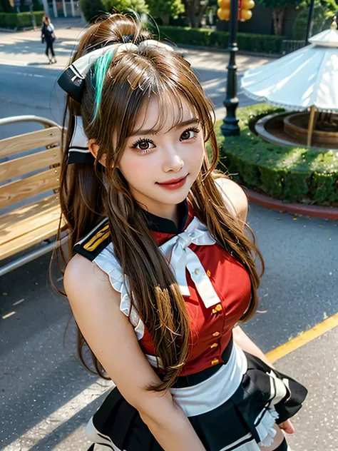masterpiece, Best Quality, 8K、highres, Sento Isuzu, 1girl, ponytail, (Golden Ratio Face、Balanced eyes、very gentle eyelids)、double eyelid、Beautiful nasal muscles、Shy laughter、Lip Gloss 、Very beautiful girl、Beautiful girl solo like a model、View photographer,...