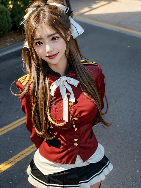 masterpiece, Best Quality, 8K、highres, Sento Isuzu, 1girl, ponytail, (Golden Ratio Face、Balanced eyes、very gentle eyelids)、double eyelid、Beautiful nasal muscles、Shy laughter、Lip Gloss 、Very beautiful girl、Beautiful girl solo like a model、View photographer,...