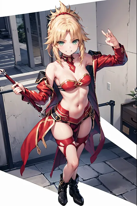 best quality, integrated scenery, integrated background, extremely delicate and beautiful, meticulous details, good composition, cute face, perfect face, perfect hands ,Masterpiece, Best Quality, illustration, city street, 1girl, Mordred (fate), collarbone...